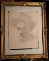 Aurel Emőd: portrait with a hat.