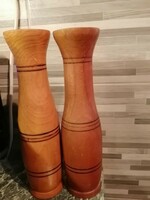Pair of old wooden vases or candle holders