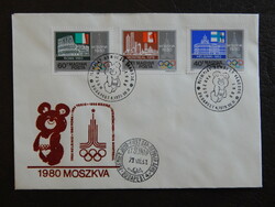 Fdc: 1979. Olympic cities - stamp set divided into 3 envelopes, with the symbol of the Moscow Olympics