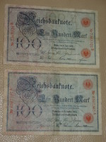 German 100 marks 1905, 1907 rarer!!! Vintage 2 pieces!!
