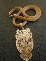 French luxury necklace with real gold-plated owl pendant with sparkling swarovski stones