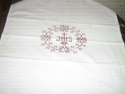 Charming embroidered home altar tablecloth with ihs embroidery