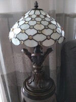 Antik Tiffany asztali lámpa, faragott antik test