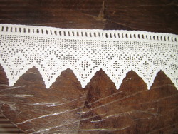 Beautiful antique hand crocheted white shelf strip or stained glass curtain drapery
