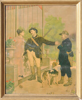 Before hunting - 19th century watercolor, print