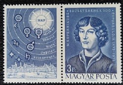 S2860bsz / 1973 Nikolausz Kopernikusz bélyeg postatiszta bal oldali szelvénnyel