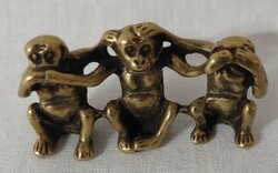 Miniature solid brass three monkeys
