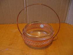 Copper basket with gilded glass bowl insert