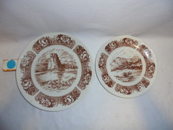Two Czechoslovak porcelain plates with scenes and landscapes - together