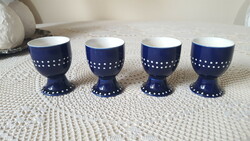 4 Pcs. Blue and white polka dot porcelain egg holder