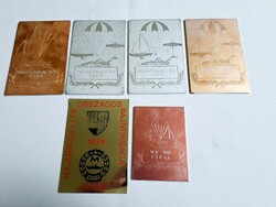 6 old nautical sports metal plaques
