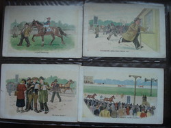 6 Horse racing /lovi!/ Old graphic postcard, humor