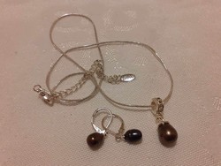 Silver-plated lbvyr jewelry set with cultured pearls