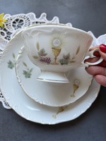 Religious souvenir, wonderful collectible, first communion, confirmation breakfast tea cup set, trio