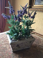 Lavender centerpiece, basket with artificial lavender...