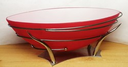 Three-part fruit bowl with modern art deco style features