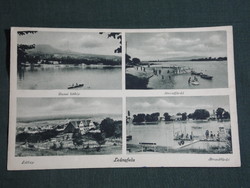 Postcard, maiden village, mosaic details, Danube skyline, beach, 1943