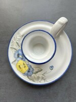 Porcelain walking candle holder decorated with pansies