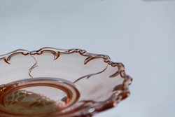 Dreamy, salmon-colored, lace-edged, romantic dessert plates. Price/pcs