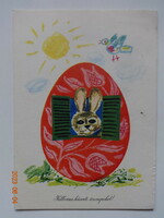Old graphic Easter greeting card - drawing by Nándor Szilvásy
