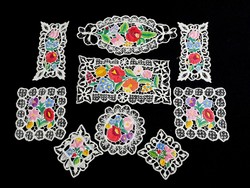 9 tablecloths embroidered with a Kalocsa flower pattern, size on the pictures