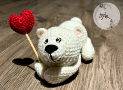 Crocheted with a polar bear heart