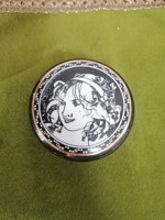 Hollóháza porcelain jurcsák lászló small jar, bonbonnier, ring holder