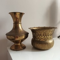 Copper bowl and vase
