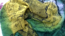 Parts of the world - cheerful colored gauze stole, scarf 175x96 cm - also ideal for holidays