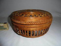 Wicker basket with sewing box contents