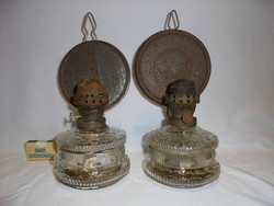 Old kerosene lamp with glass tank - two pieces together