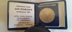 100 Ft alpakka emlékérme Széchenyi István MNB 1983