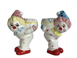 Ceramic clown pencil holders, '80s, German, can be given as a gift in its own box