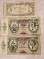 1 db VH 5 pengő(1944) és 2 db 10 pengő(1936)