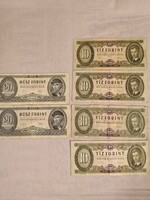 2 pieces of 20 forints (1975) and 4 pieces of 10 forints (1969)