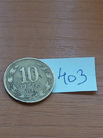 Chile 10 pesos 1989 brass, libertad #403