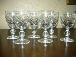 Antique crystal wine glass, 6 pieces, flawless