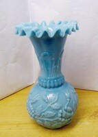 Antique blue opaline vase Portieux Vallerysthal France 1910s