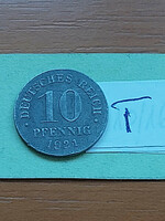 German Empire deutsches reich 10 pfennig 1921 zinc, ii. Vilmos #t