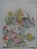 Old graphic Easter greeting card, glittery