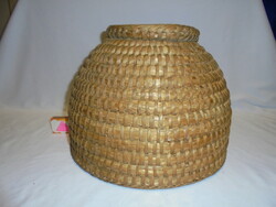 Old folk wicker door, basket with straw basket