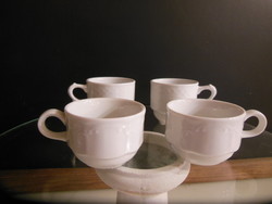 Cup - 4 pcs - 1 dl - marked - snow white - porcelain - German - perfect