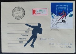 FF3887 / 1987 Téli Olimpia blokk FDC-n futott