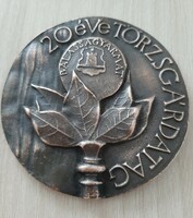 Balasagyarmat bronze plaque 20 years member of the National Guard 8.5 cm 1970s - 80s