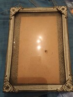 Antik fém képkeret  12,5  x 18 cm, üveges