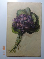Régi virágos üdvözlő képeslap (ibolyacsokor)