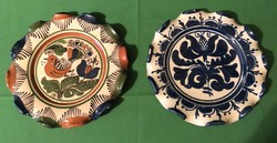 Folk glazed ceramic decorative plates