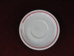 Zsolnay porcelain teacup coaster with red stripe. He has!