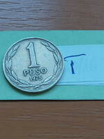 Chile 1 peso 1975 copper-nickel bernardo o'higgins #t