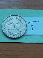Ecuador 20 centavos 1966 steel nickel plated #t